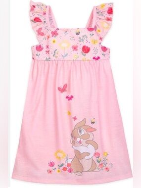 Disney Store Thumper Nightgown Nightshirt Pink Floral Bambi Girls Size 9-10